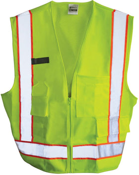 Safety Apparel - Construction Safety Vest, HI VIZ – Lime, Class 2