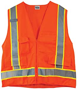 Safety Apparel - Construction Safety Vest, HI VIZ – Orange, Class 2